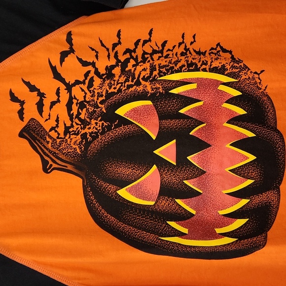 Spooky Pumpkin Kids Short Sleeve Tee - Orange & Black - Picture 2 of 4